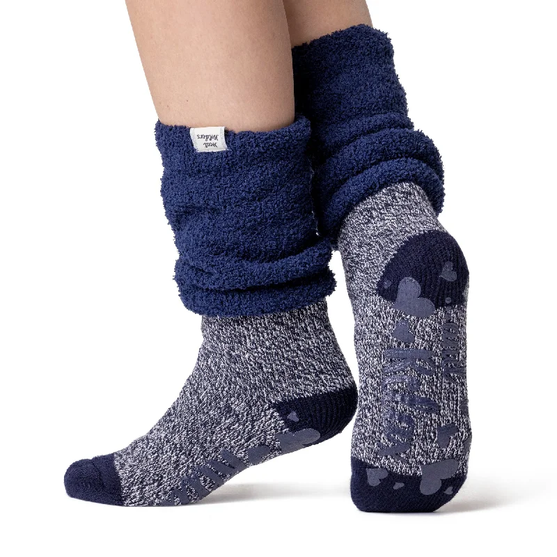 Women's moisture - wicking socks for sportsLadies Original Lounge Socks with Comfy Slouch Top - Hydra Navy & Ivory Women's moisture - wicking socks for sportsLadies Original Lounge Socks with Comfy Slouch Top - Hydra Navy & Ivory