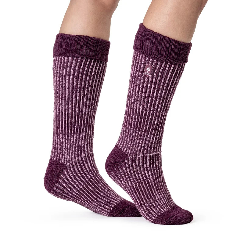 Women's bamboo fiber socks for eco - friendlinessLadies Original Begonia Long Boot Socks With Turnover Top - Cabernet Women's bamboo fiber socks for eco - friendlinessLadies Original Begonia Long Boot Socks With Turnover Top - Cabernet