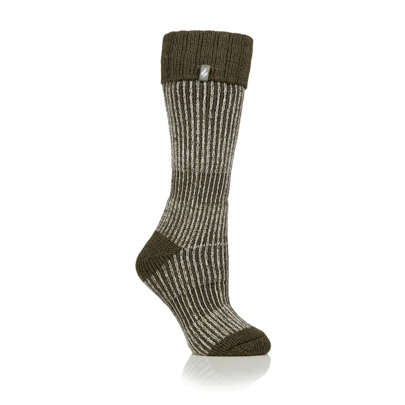 Women's cashmere - blend socks for extra softnessLadies Original Begonia Long Boot Socks With Turnover Top - Olive Women's cashmere - blend socks for extra softnessLadies Original Begonia Long Boot Socks With Turnover Top - Olive