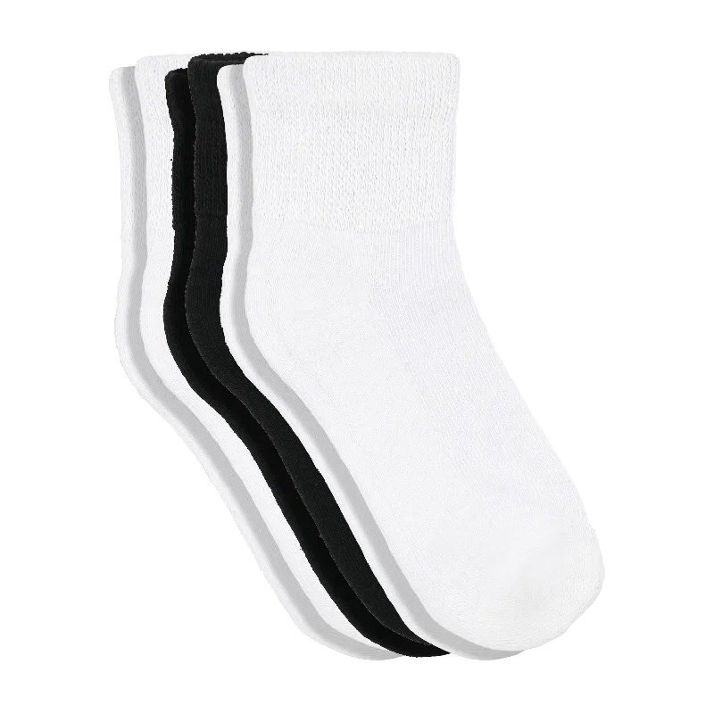 Women's knee - high socks with lace trim3-Pack Ladies Quarter Diabetic Socks