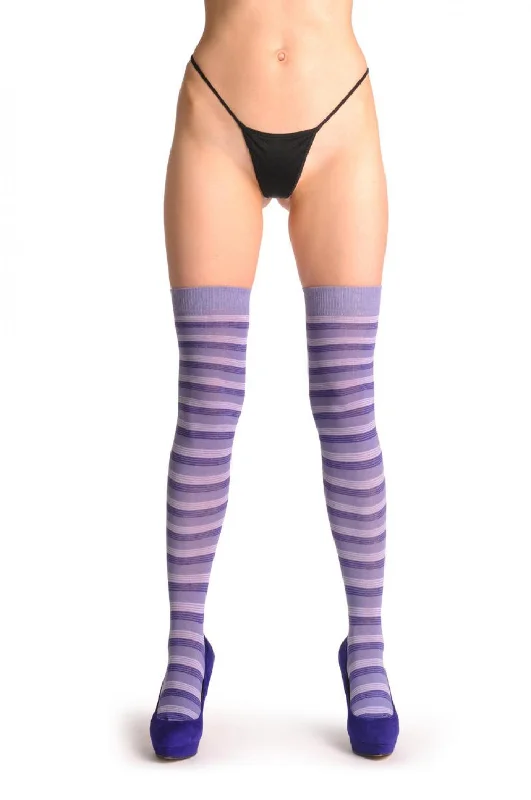 Women's cable - knit ankle socks for a cozy styleLilac & Purple Thin Stripes