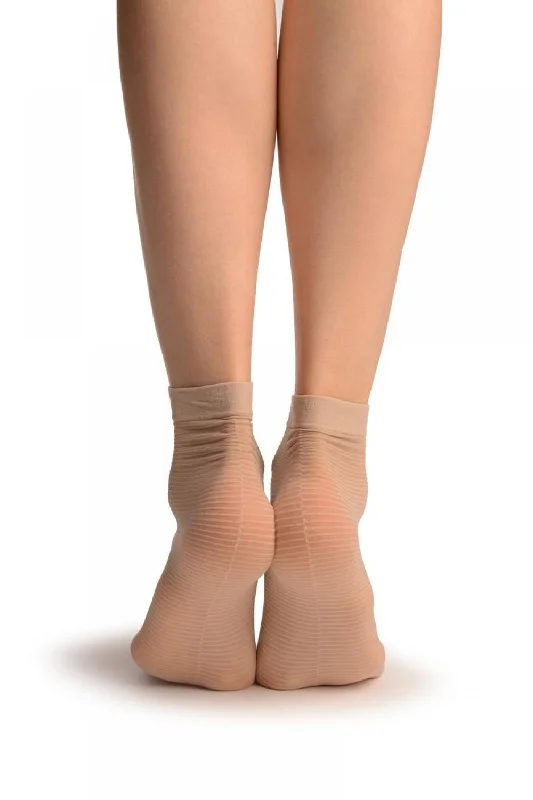 Women's quick - dry socks for water activitiesLinen Beige With Thing Stripes & Seam Socks Ankle High Women's quick - dry socks for water activitiesLinen Beige With Thing Stripes & Seam Socks Ankle High