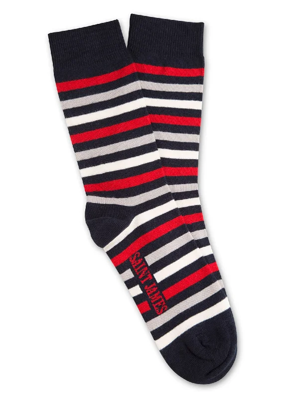 Women's moisture - wicking socks for sportsMulticolour striped socks - in cotton jersey (MARINE/PERSAN) Women's moisture - wicking socks for sportsMulticolour striped socks - in cotton jersey (MARINE/PERSAN)