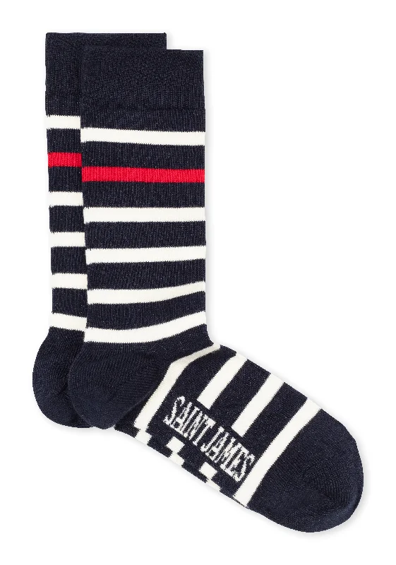Women's hypoallergenic socks for sensitive skinNaval striped socks - in cotton jersey (MARINE/ECUME/TULIPE) Women's hypoallergenic socks for sensitive skinNaval striped socks - in cotton jersey (MARINE/ECUME/TULIPE)