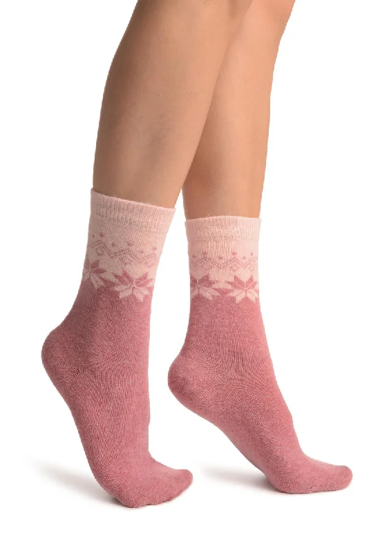Women's thermal socks for cold weatherPink Duo With Snowflakes Angora Ankle High Socks Women's thermal socks for cold weatherPink Duo With Snowflakes Angora Ankle High Socks