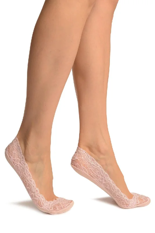 Women's adjustable - fit socks for a customized feelPink Flower Petals Lace With Silicon Grip & Cotton Sole Footsies Women's adjustable - fit socks for a customized feelPink Flower Petals Lace With Silicon Grip & Cotton Sole Footsies