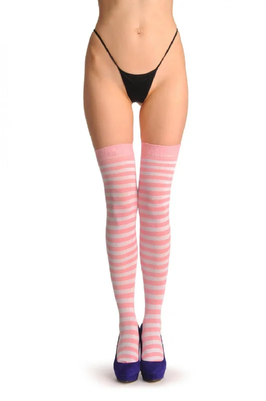 Women's cushioned sole socks for shock absorptionPink & White Stripes