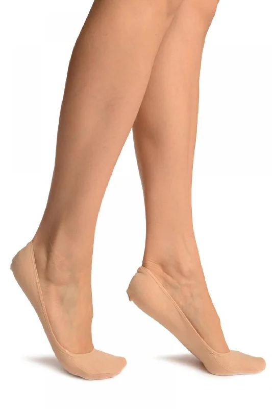 Women's cotton blend socks for breathabilityPlain Beige Stretching Seam Footsies