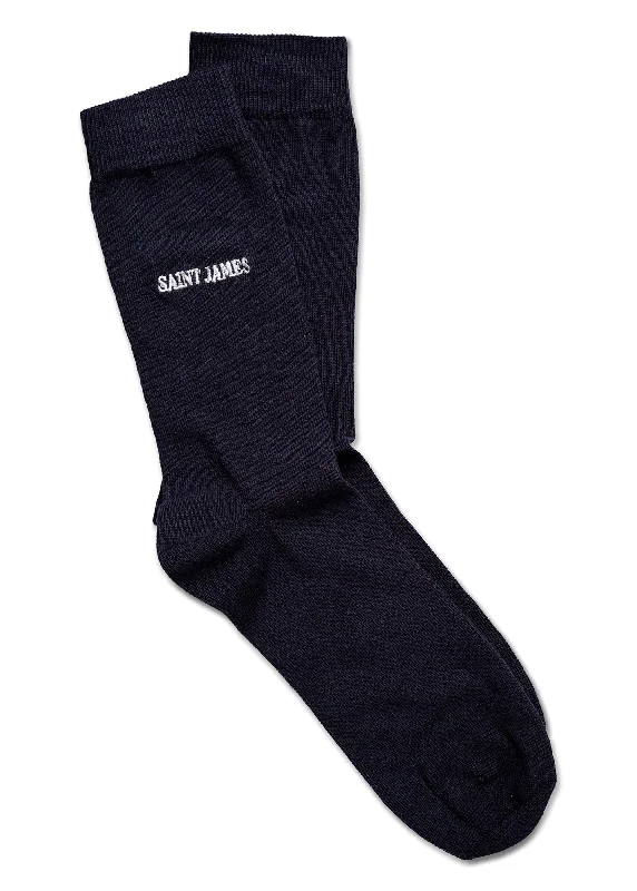 Women's cotton blend socks for breathabilityPlain socks with 'SAINT JAMES' embroidery - in cotton jersey (MARINE) Women's cotton blend socks for breathabilityPlain socks with 'SAINT JAMES' embroidery - in cotton jersey (MARINE)