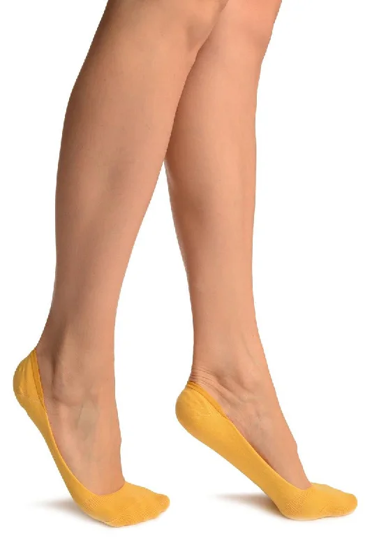 Women's cushioned sole socks for shock absorptionPlain Yellow Soft Back Top Footsies