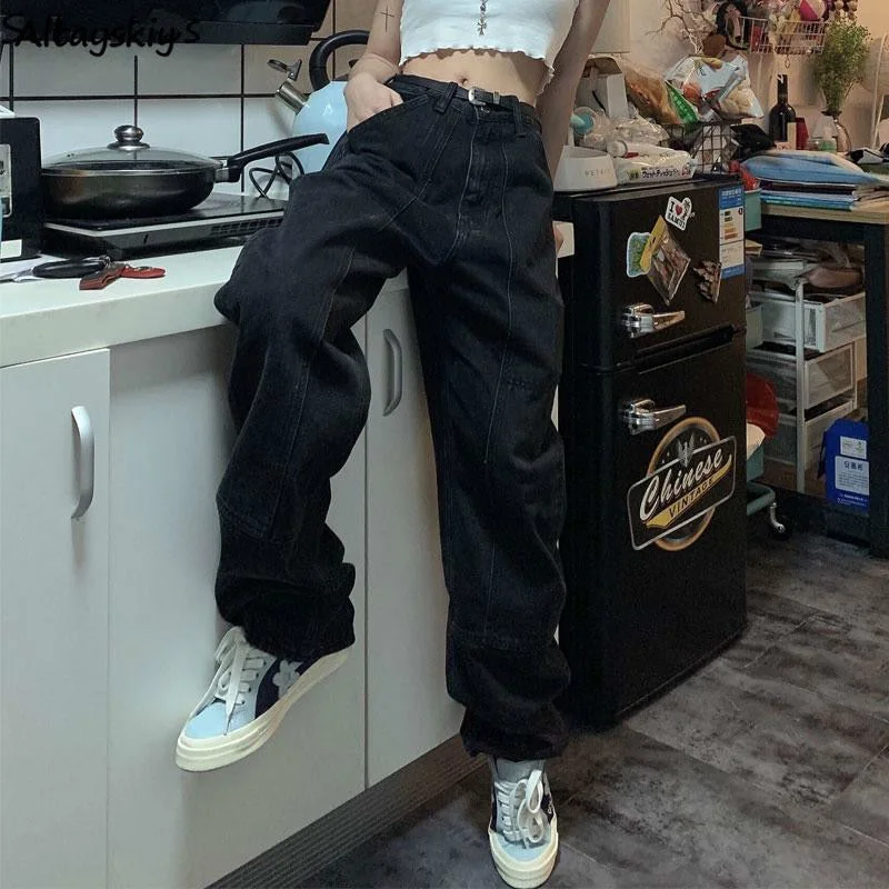 Women's cotton jogger pants Acid - wash women jeans with a retro finish KittenAlarm - Retro Jeans Women Harajuku Vintage Black Street BF Style Chic College Teens Streetwear All-match Loose Fashion Femme Trousers Women's cotton jogger pants Acid - wash women jeans with a retro finish KittenAlarm - Retro Jeans Women Harajuku Vintage Black Street BF Style Chic College Teens Streetwear All-match Loose Fashion Femme Trousers