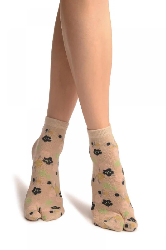 Women's cable - knit ankle socks for a cozy styleSakura Flowers On Grey Japanese Ankle High Socks Women's cable - knit ankle socks for a cozy styleSakura Flowers On Grey Japanese Ankle High Socks
