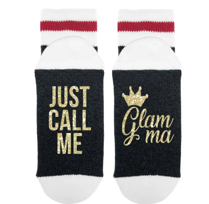 Women's satin - trimmed socks for a touch of eleganceSOCK DIRTY TO ME-JUST CALL ME GLAMMA