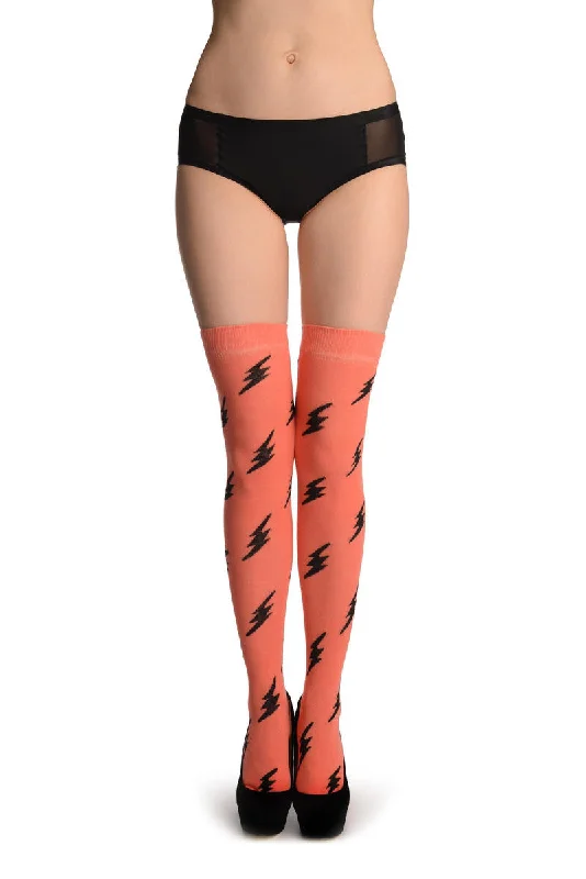 Women's knee - high socks with lace trimThunder On Chestnut Pink