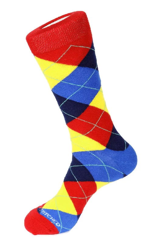 Women's hypoallergenic socks for sensitive skinCherry Blue Argyle Sock