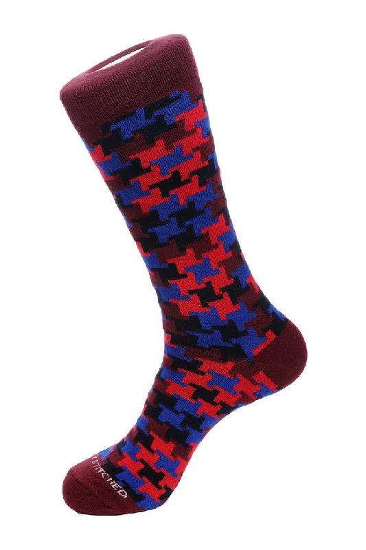 Women's knee - high socks with lace trimLarge Houndstooth Sock