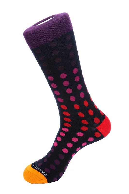 Women's ribbed knee - high socks for a classic lookVariegated Polka Dots Sock
