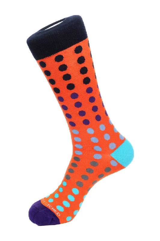 Women's thigh - high socks in a fishnet patternVariegated Polka Dots Sock