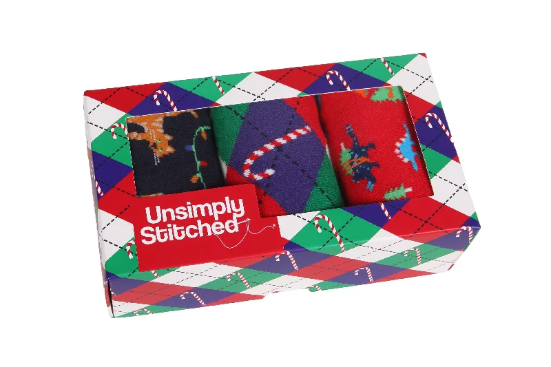 Women's cashmere - blend socks for extra softnessCANDY CANE ARGYLE