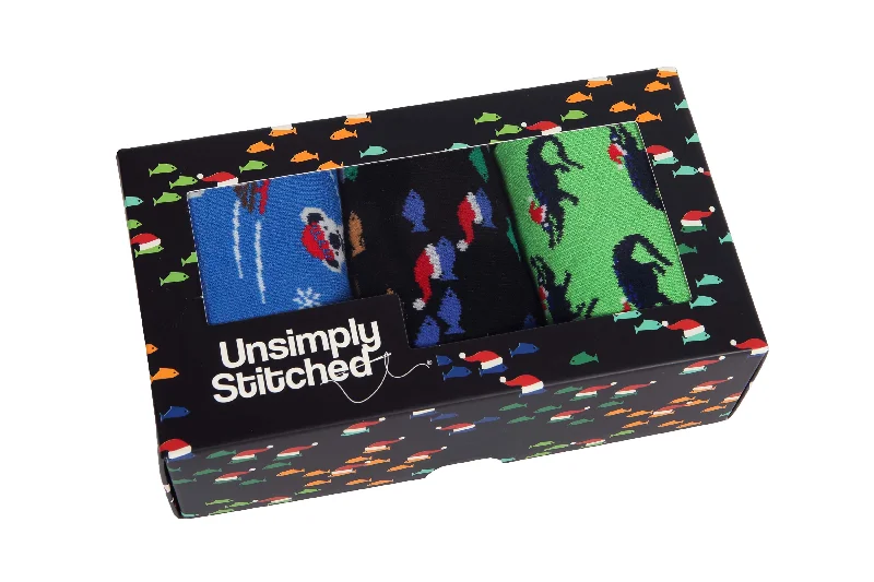 Women's crew socks with a polka - dot printPIRANHAS ATE SANTA