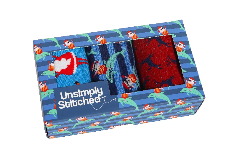Women's quick - dry socks for water activitiesSANTA SWIMMING WITH DOLPHINS