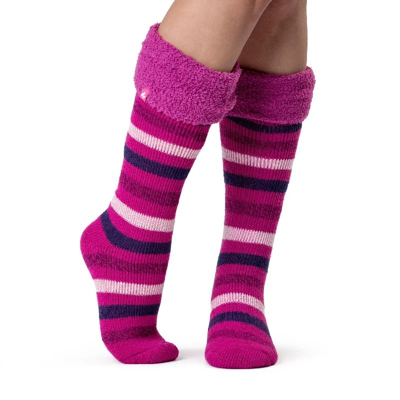 Women's satin - trimmed socks for a touch of eleganceLadies Original Hellebore Wellington Boot Socks - Fuchsia Stripe Women's satin - trimmed socks for a touch of eleganceLadies Original Hellebore Wellington Boot Socks - Fuchsia Stripe
