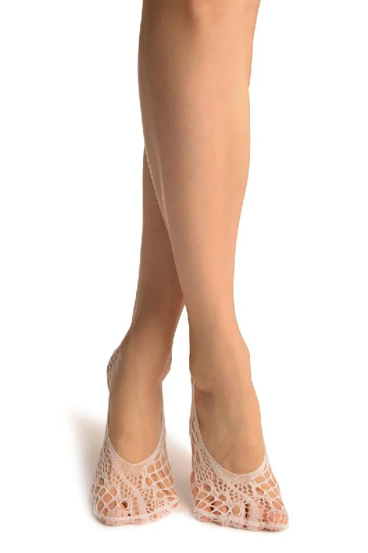 Women's hypoallergenic socks for sensitive skinWhite Medium Wavy Mesh Lace Footies