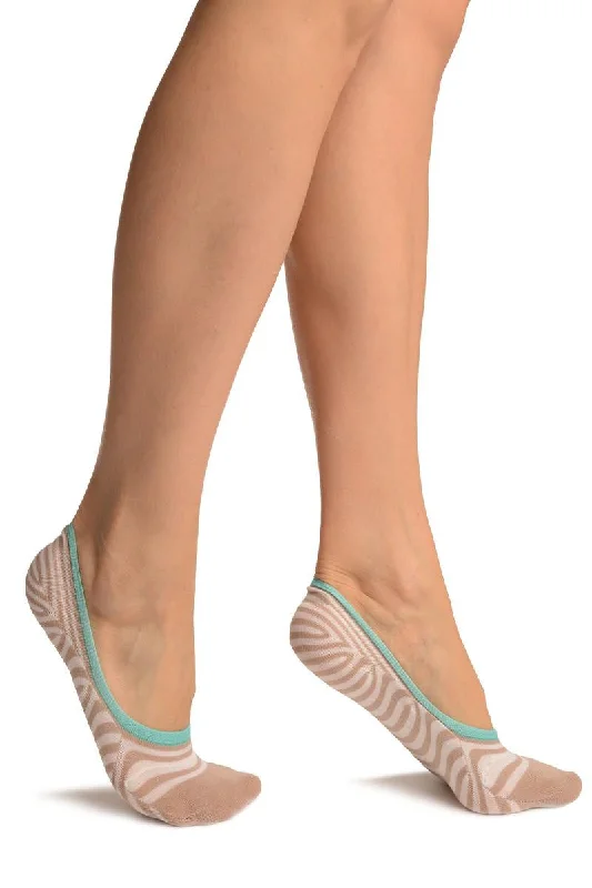 Women's spandex - infused socks for stretchWhite & Mocha Stripes Cotton Footsies