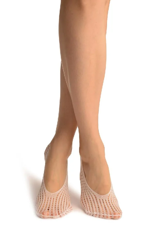 Women's over - the - calf socks with a stripe designWhite Pearly Stripes Mesh Footies