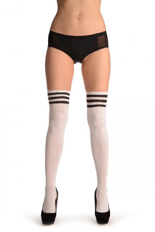 Women's bamboo fiber socks for eco - friendlinessWhite With Black Striped Top