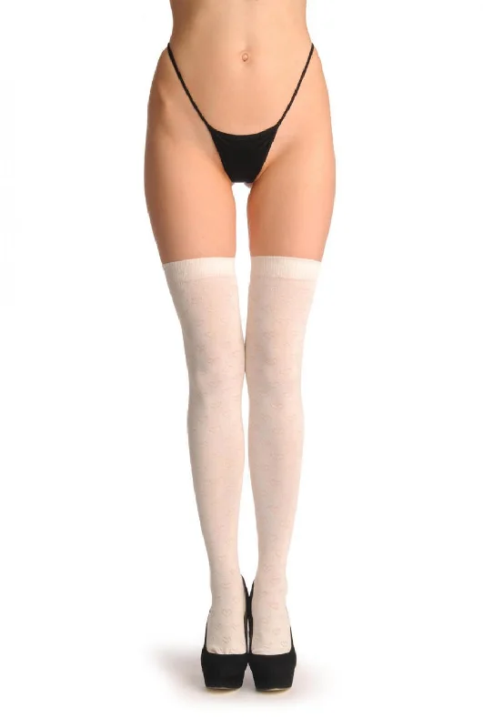Women's silk - lined socks for a luxurious feelWhite With Small Semi Transparent Hearts Women's silk - lined socks for a luxurious feelWhite With Small Semi Transparent Hearts