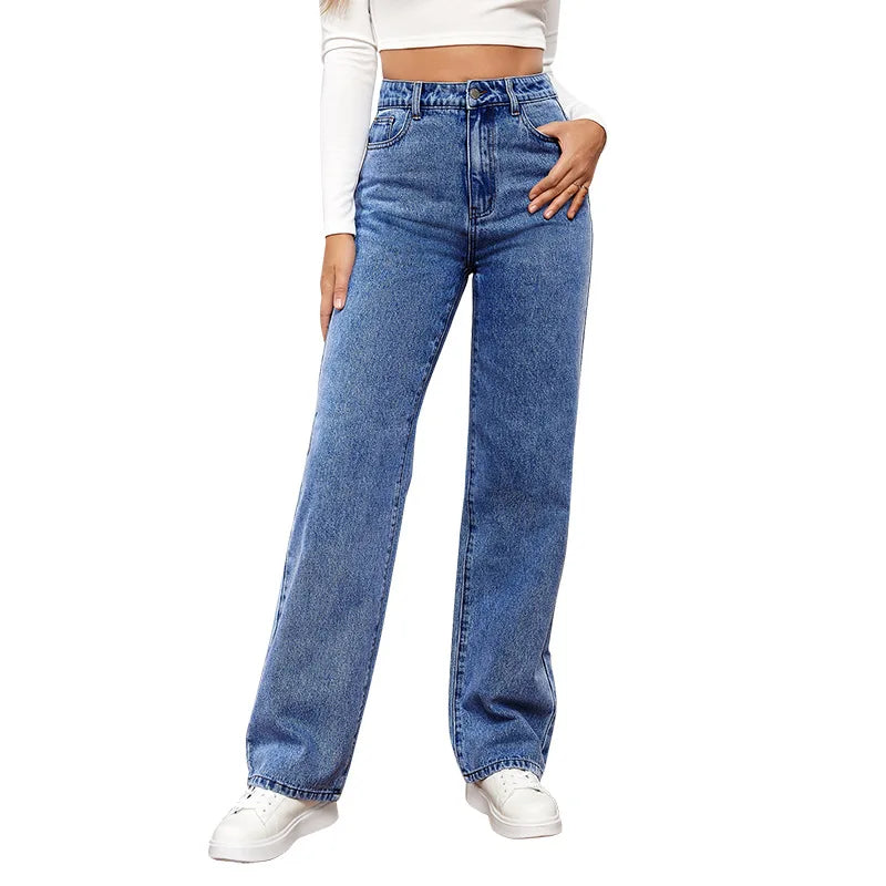 Women's wide - leg dress pants Bootcut women jeans to complement various shoe styles Kalenmos Straight Leg High Waist Denim Loose Fit Blue Mom Jeans Women's wide - leg dress pants Bootcut women jeans to complement various shoe styles Kalenmos Straight Leg High Waist Denim Loose Fit Blue Mom Jeans